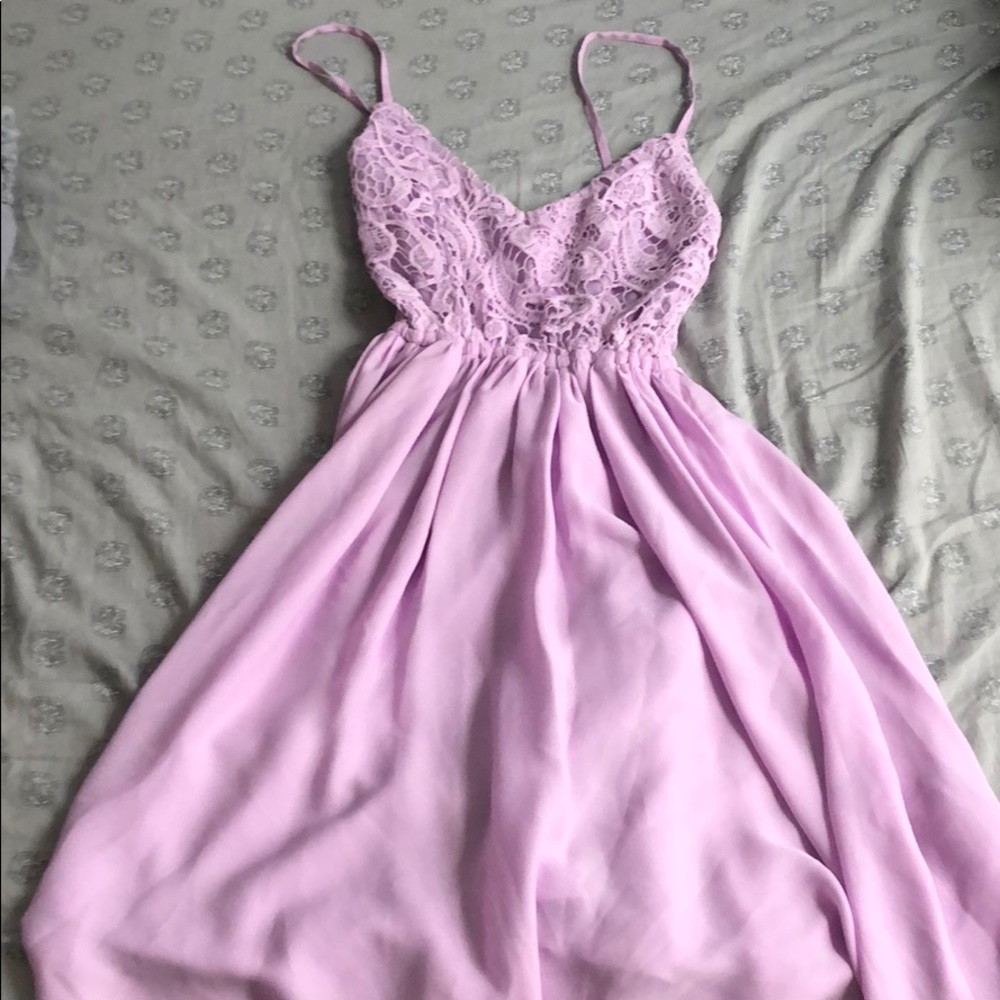lavender open back dress